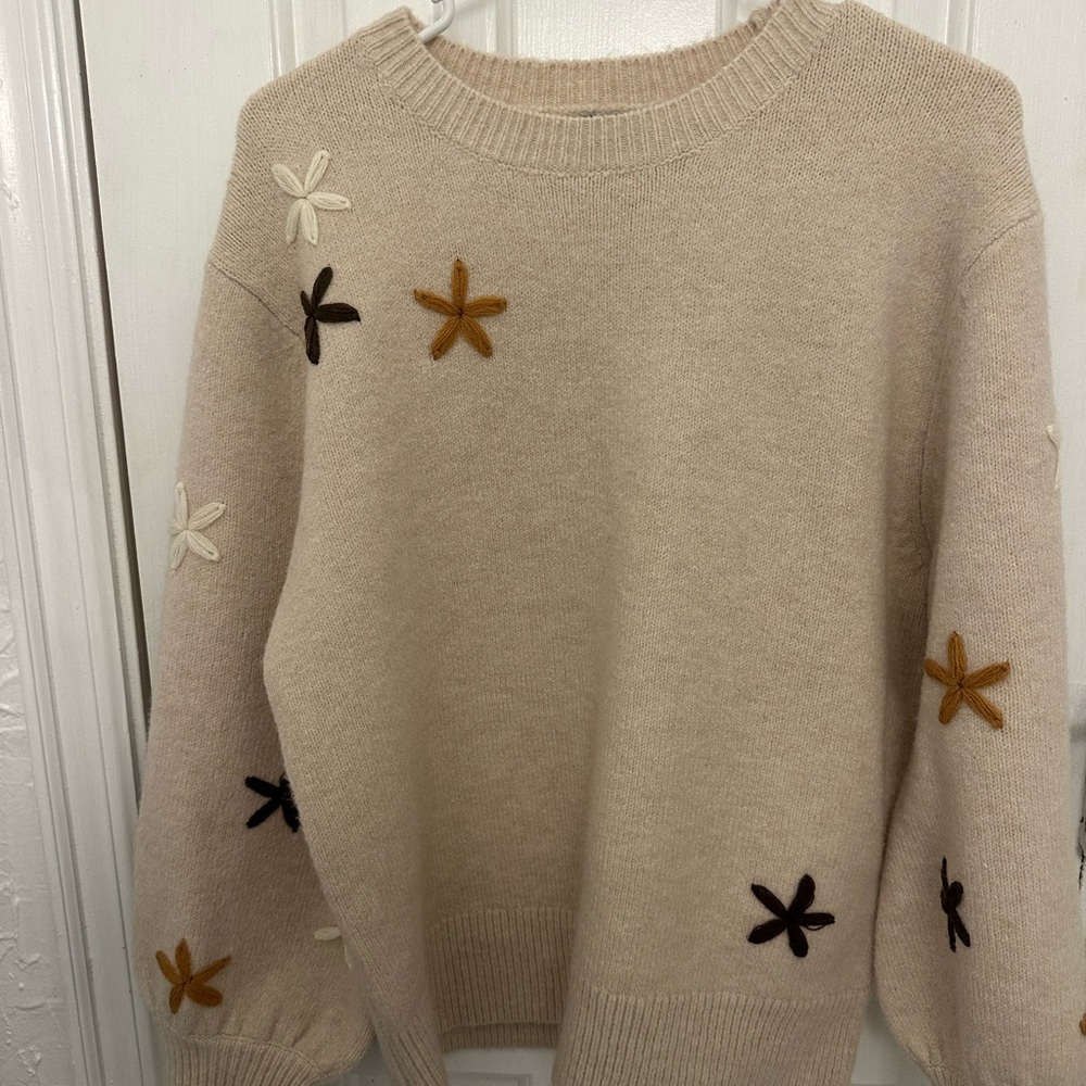 Karen Kane Embroidered Flower Sweater